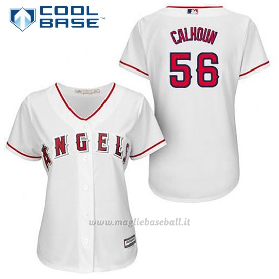 Maglia Baseball Uomo Los Angeles Angels Kole Calhoun 56 Bianco 1ªCool Base